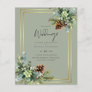 BUDGET  Dusty Blue Wedding Eucalyptus Greenery Flyer