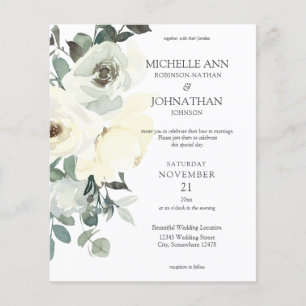 Budget Dusty Blue & White Floral 2 Wedding Flyer