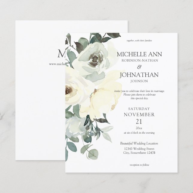 Budget Dusty Blue & White Floral Wedding (Front/Back)