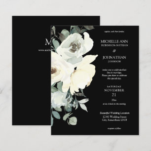 Budget Dusty Blue & White on Black Floral Wedding