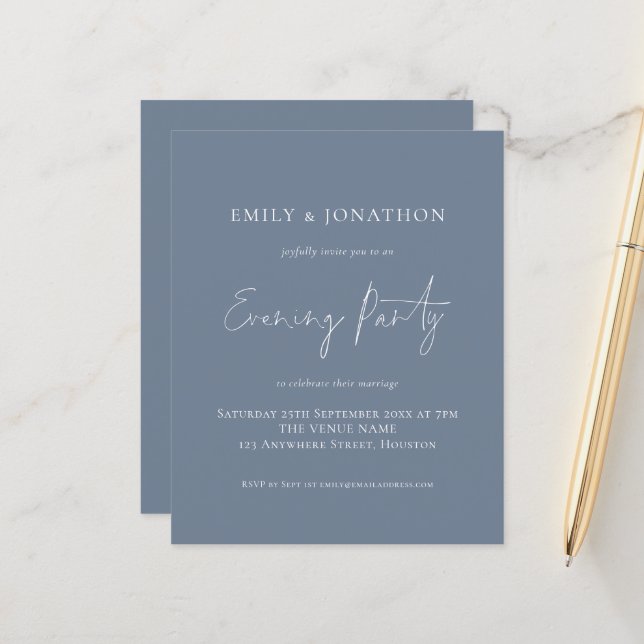 Budget Dusty Blue White Wedding Evening Party (Front/Back In Situ)