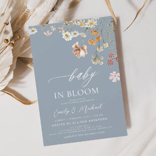 Budget Dusty Blue Wildflower Baby in Bloom Shower