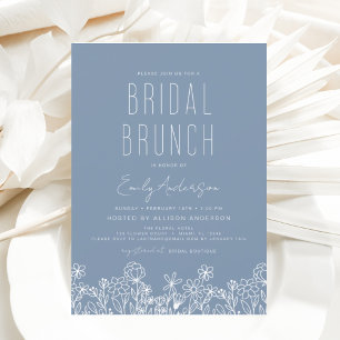 Budget Dusty Blue Wildflower Bridal Brunch Shower