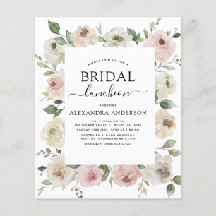Budget Dusty Pink Bridal Shower Luncheon Floral Flyer