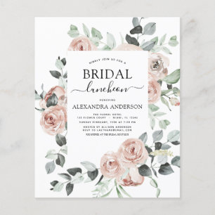 Budget Dusty Pink Bridal Shower Luncheon Flyer
