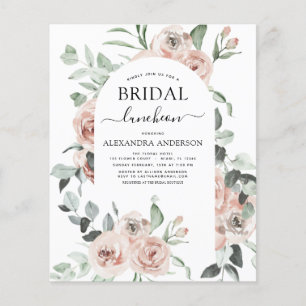 Budget Dusty Pink Bridal Shower Luncheon Flyer