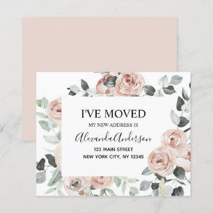 Budget Dusty Pink Floral Moving Announcement