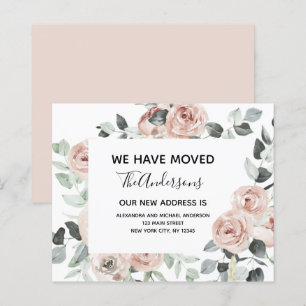 Budget Dusty Pink Floral Moving Announcement