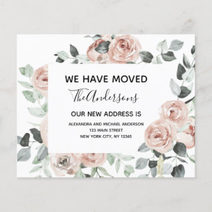 Budget Dusty Pink Floral Moving Announcement Flyer