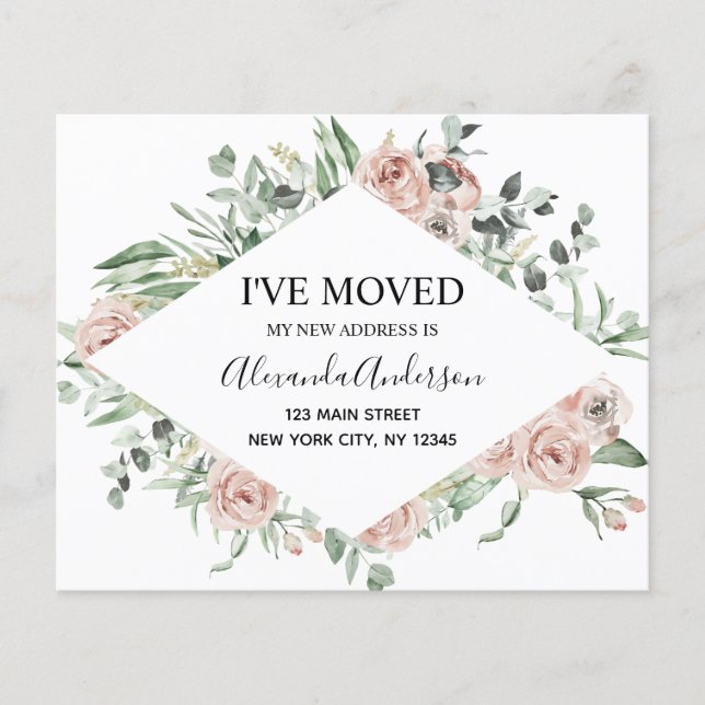 Budget Dusty Pink Floral Moving Announcement Flyer (Front)