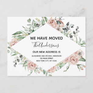Budget Dusty Pink Floral Moving Announcement Postcard