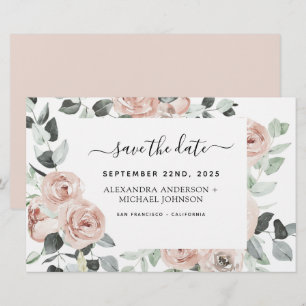 Budget Dusty Pink Floral Save the Date  Invitation