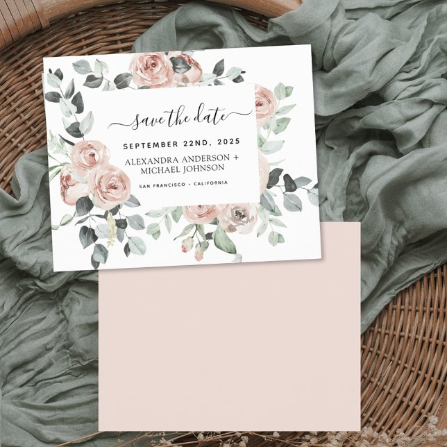 Budget Dusty Pink Floral Save the Date  Invitation (Creator Uploaded)