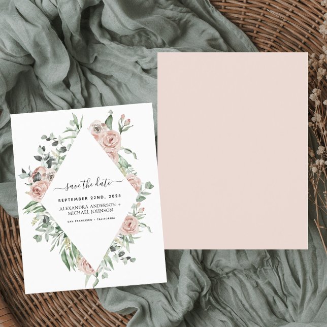 Budget Dusty Pink Floral Save the Date Invitation (Creator Uploaded)