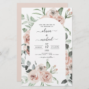 Budget Dusty Pink Floral Wedding Invitation