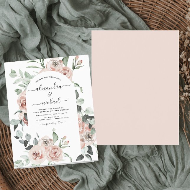 Budget Dusty Pink Floral Wedding Invitation (Creator Uploaded)