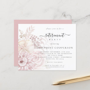 Budget Dusty Pink Florals Female Retirement Invite