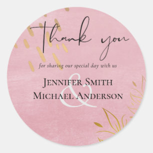 BUDGET Dusty Pink Gold Wedding Classic Round Sticker