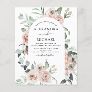 Budget Dusty Pink Greenery Wedding Invitations Flyer