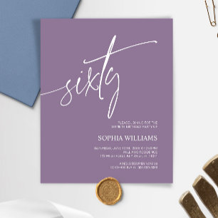Budget Dusty Purple 60th Birthday Invitation
