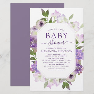Budget Dusty Purple Floral Greenery Baby Shower