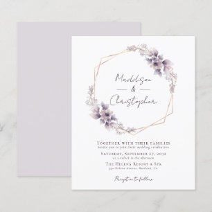 Budget Dusty Purple Floral Wedding Invitation