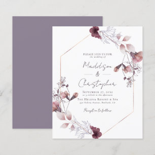 Budget Dusty Purple Floral Wedding Invitation