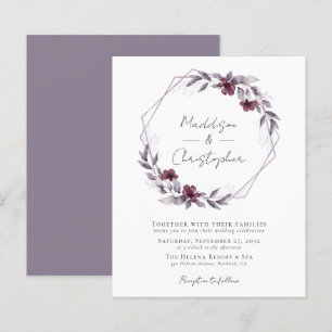 Budget Dusty Purple Floral Wedding Invitation