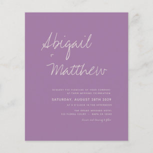 Budget Dusty Purple Minimalist Wedding Invitation