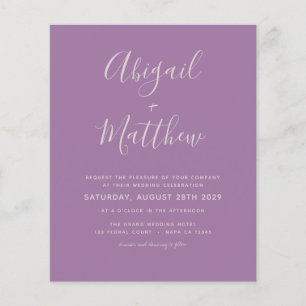Budget Dusty Purple Simple Wedding Invitation