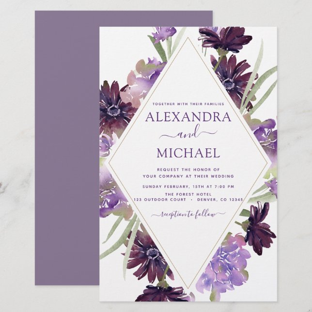 Budget Dusty Purple Wedding Floral Greenery (Front/Back)