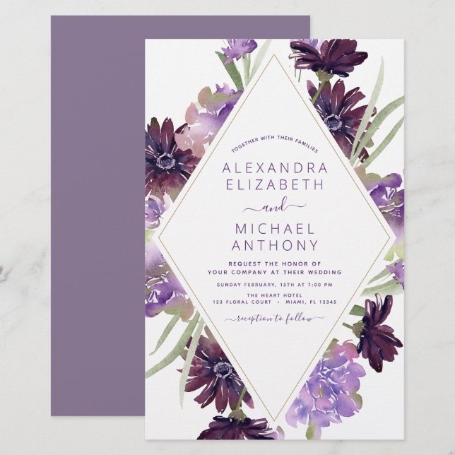 Budget Dusty Purple Wedding Floral Greenery (Front/Back)
