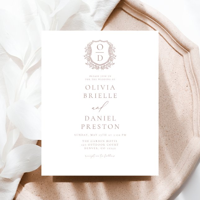 Budget Dusty Rose Crest Wedding Invitation Flyer (Creator Uploaded)