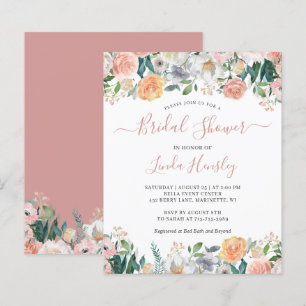 Budget Dusty Rose Floral Bridal Shower Invitation