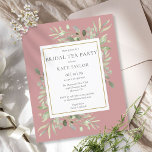 Budget Dusty Rose Greenery Bridal Tea Party Invite<br><div class="desc">Featuring delicate watercolor leaves on a dusty rose pink background,  this chic budget bridal tea party invitation can be personalized with your special details. Designed by Thisisnotme©</div>