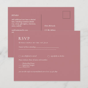 BUDGET Dusty Rose Monochrome RSVP Simple Plain Postcard