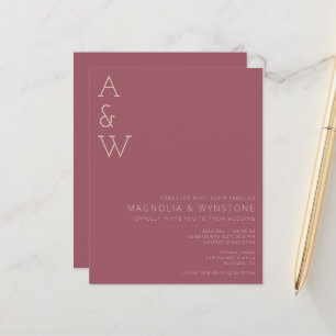 BUDGET Dusty Rose Monogram Wedding Invitation