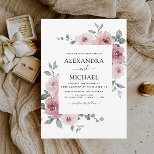 Budget Dusty Rose Pink Floral  Greenery Wedding