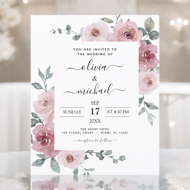 Budget Dusty Rose Pink Floral Wedding Flyer (Creator Uploaded)
