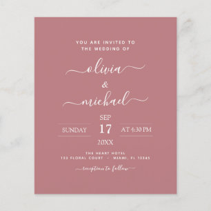 Budget Dusty Rose Pink Wedding Modern Typography Flyer