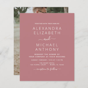 Budget Dusty Rose Wedding with Photo Invitation