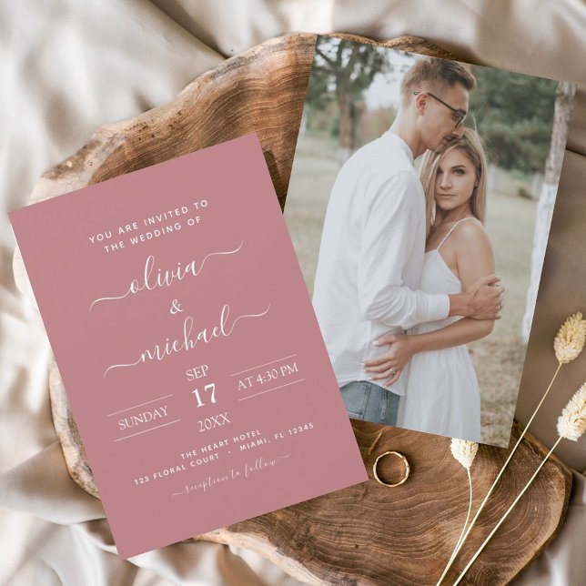 Budget Dusty Rose Wedding with Photo Invitation Flyer (Creator Uploaded)