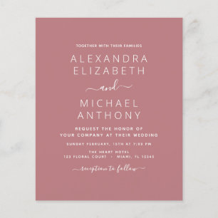 Budget Dusty Rose Wedding with Photo Invitation Flyer