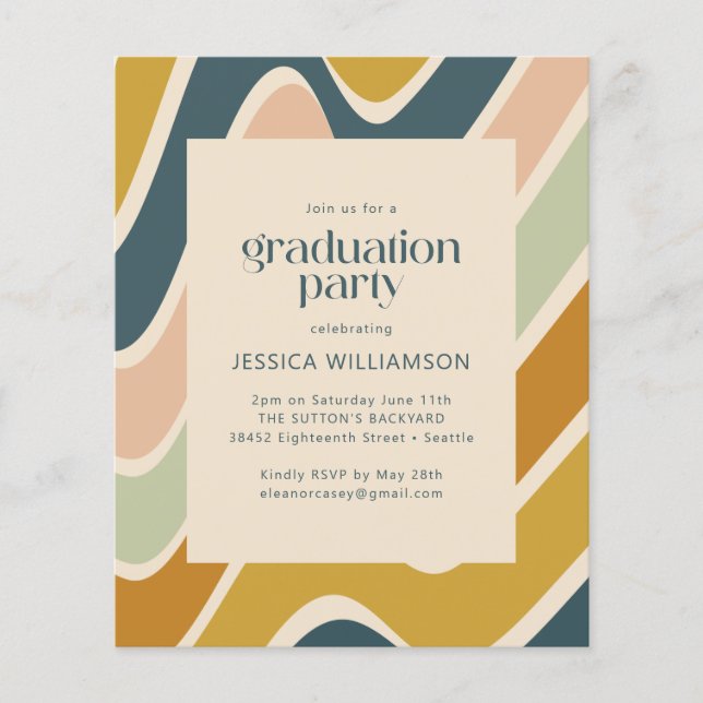 Budget Earthy Boho Abstract Wavy Pastel Graduation (Front)