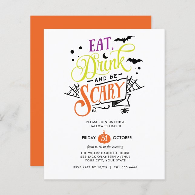 BUDGET Eat Drink and be Scary Halloween Bash Party (Front/Back)