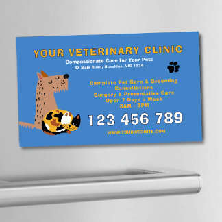 Budget Editable Veterinary | Pet Care Magnetic Business Card