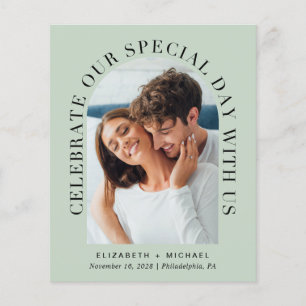 Budget Elegant Arch Photo Sage Wedding Invitation