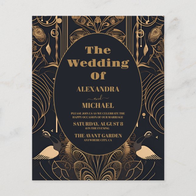 Budget Elegant Art Deco Peacocks Wedding (Front)
