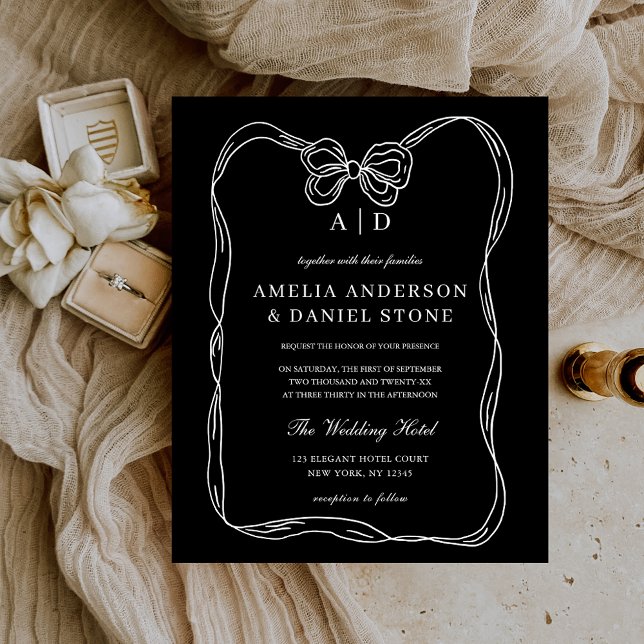 Budget Elegant Black & White Bow Invitation Flyer (Creator Uploaded)