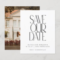 Budget Elegant Black White Photo Save The Date